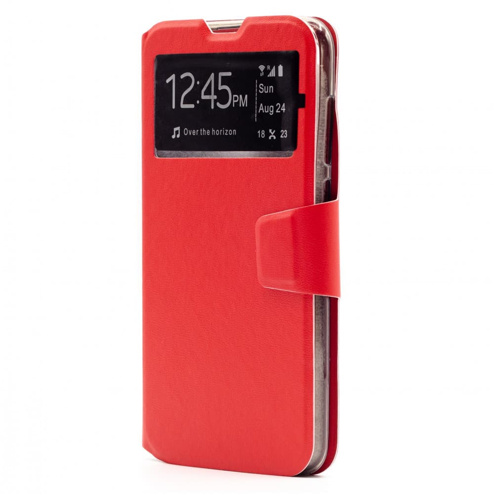 Husa cu fereastra pentru Samsung Galaxy A72, inchidere magnetica, rosie 1