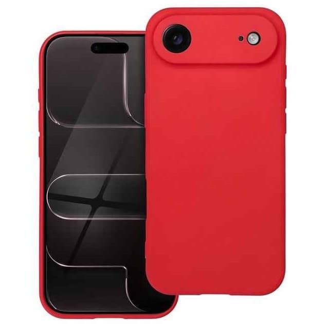 Husa Apple iPhone 17 Air, Luxury Silicone, catifea in interior, protectie camera, rosie 1