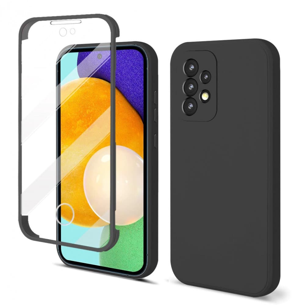 Husa Samsung Galaxy A72, Luxury 360° (fata + spate), catifea in interior, protectie camere, neagra 1