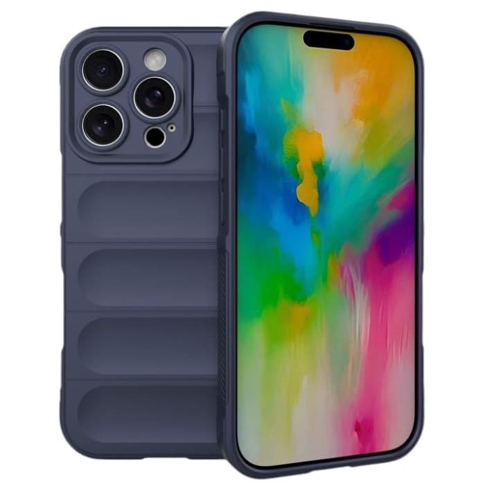 Husa Apple iPhone 16 Pro Max, Wave Silicone, protectie camera, catifea in interior, navy blue 1