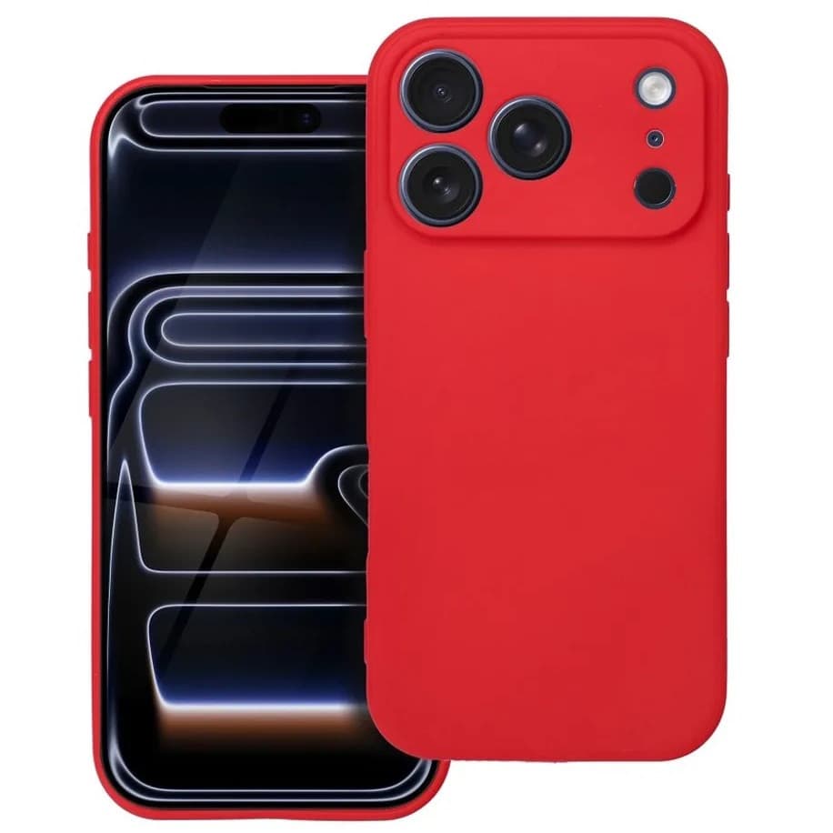 Husa Apple iPhone 17 Pro, Luxury Silicone, catifea in interior, protectie camera, rosie 1