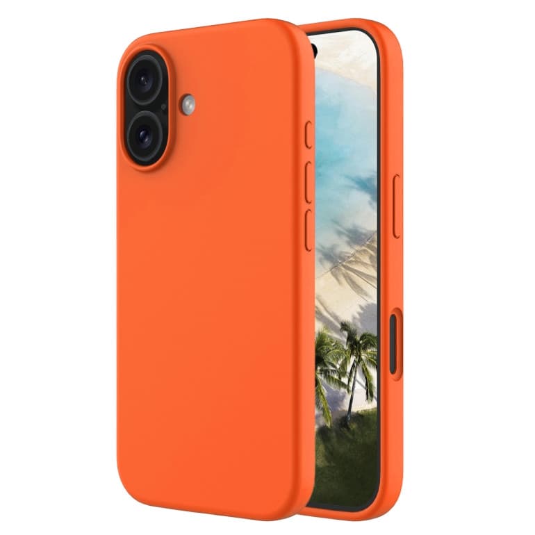 Husa Apple iPhone 16 Plus, Luxury Silicone, catifea in interior, portocalie 1