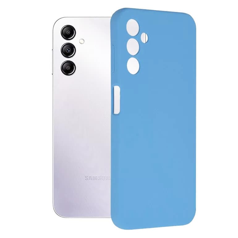 Husa Samsung Galaxy A15, Luxury Silicone, protectie camera, catifea in interior, albastru deschis 1