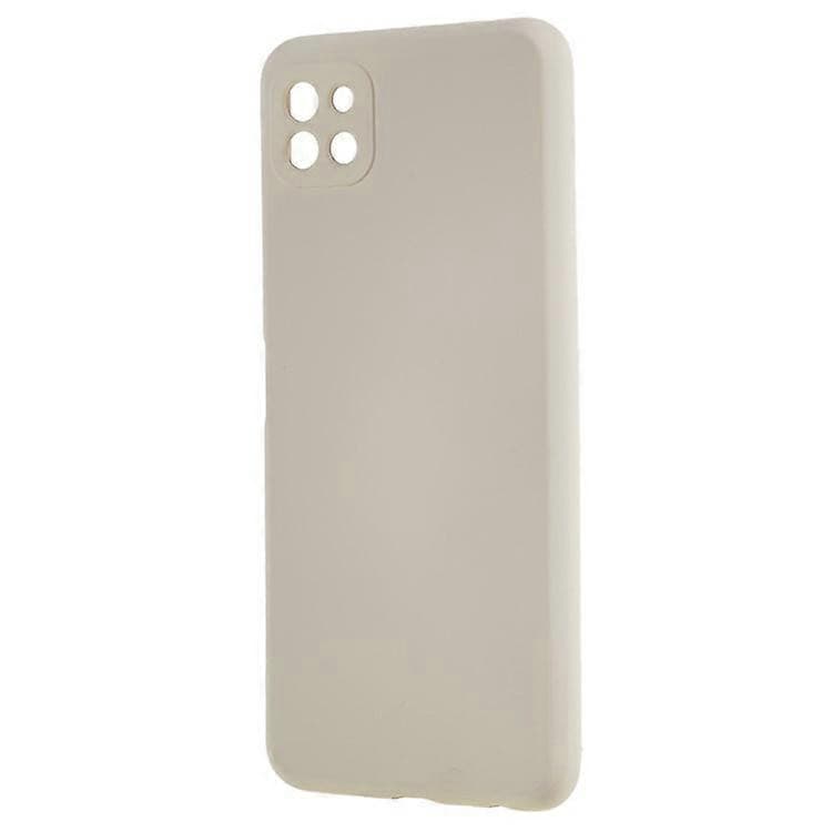 Husa Samsung Galaxy A22 5G Luxury Silicone, catifea in interior, protectie camere, bej 1