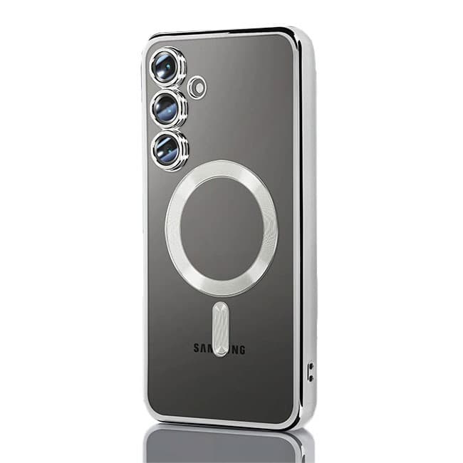 Husa Samsung Galaxy S22, Electroplating Magsafe TPU, protectie camera, margini argintii 1