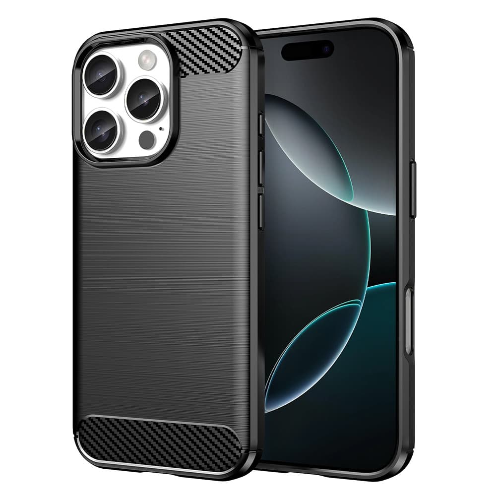 Husa  iPhone 16 Pro Max, Carbon Stripe, 2 mm, neagra 1