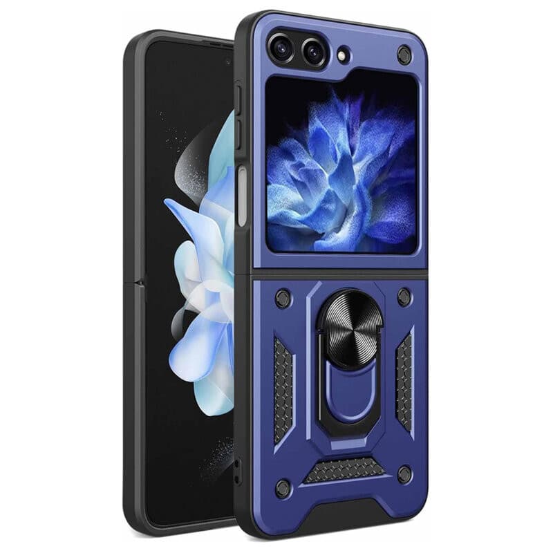 Husa Samsung Galaxy Z Flip5, Camshield Armor, inel sustinere, protectie camera, albastra 1