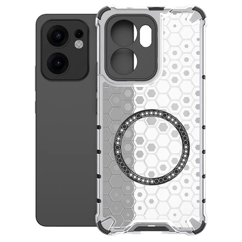 Husa protectie Oppo Reno13 F, Honeycomb Magsafe, colturi ranforsate, alb 1