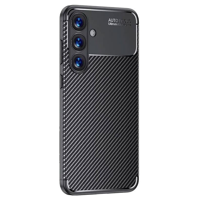 Husa Carbon Fiber pentru Samsung Galaxy S25 Plus, aspect carbon, neagra 1