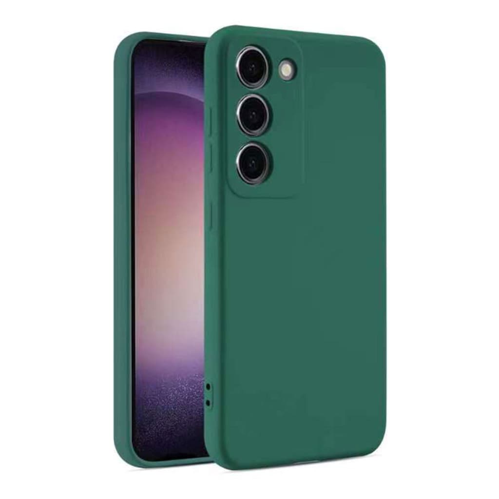 Husa Samsung Galaxy S25 Plus, Luxury Silicone, protectie camera, catifea in interior, verde 1