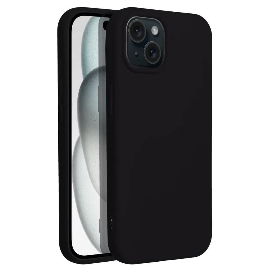 Husa Apple iPhone 15, Luxury Silicone, catifea in interior, neagra 1