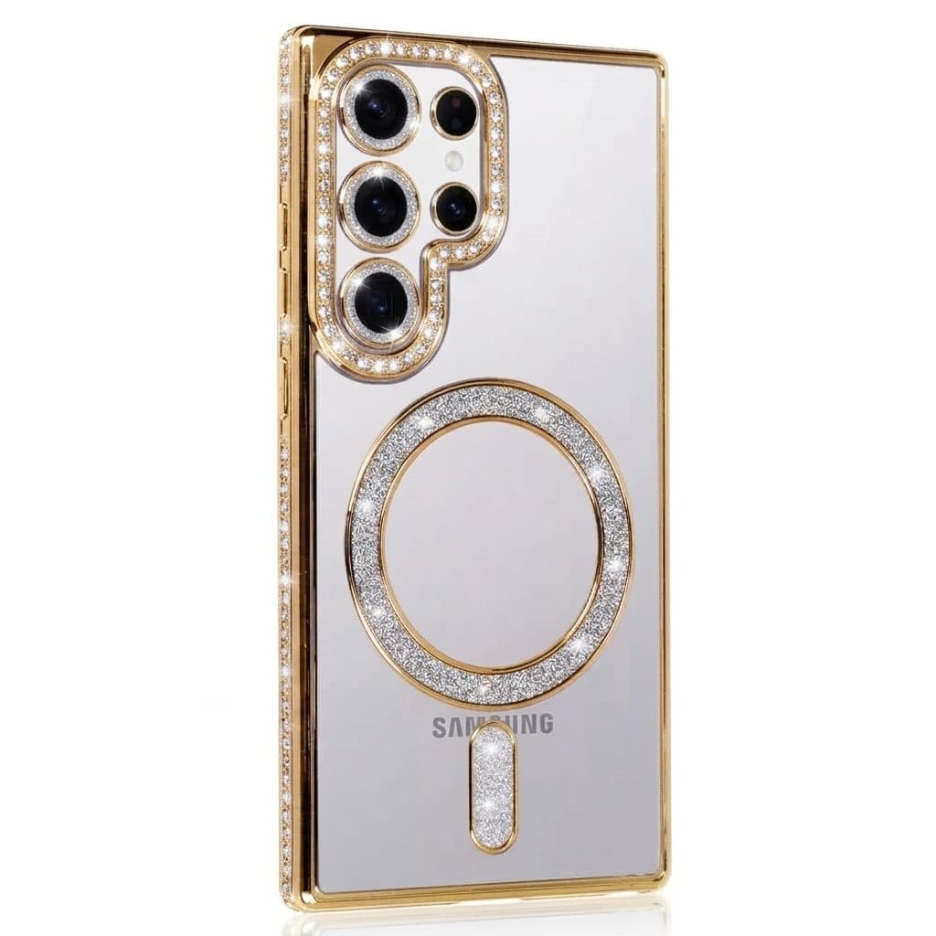Husa Samsung Galaxy S25 Ultra, Electroplating Bling Magsafe, protectie camera, aurie 1