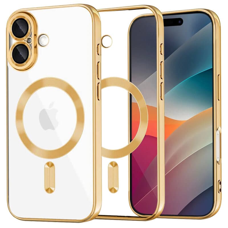 Husa Apple iPhone 17, Magsafe Electroplating TPU, protectie camera, margini aurii 1