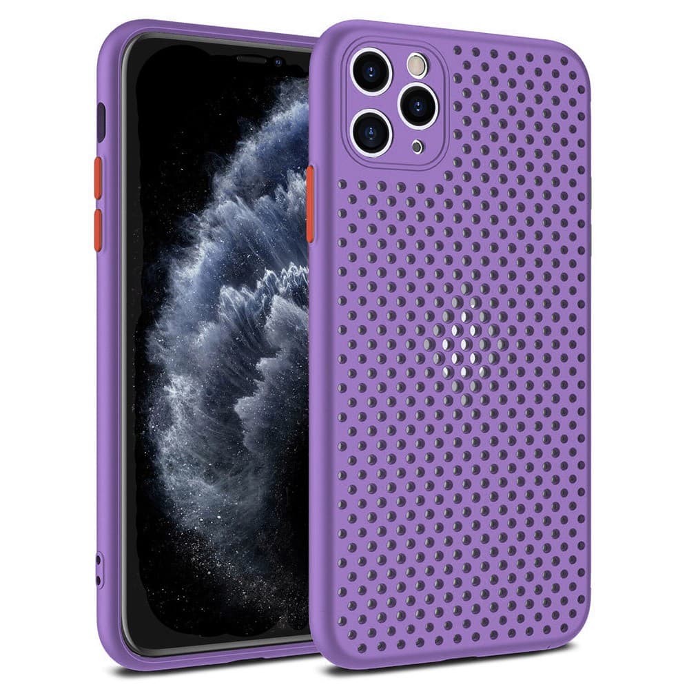 Husa Breath Case pentru Samsung Galaxy A41, silicon moale cu perforatii, violet 1