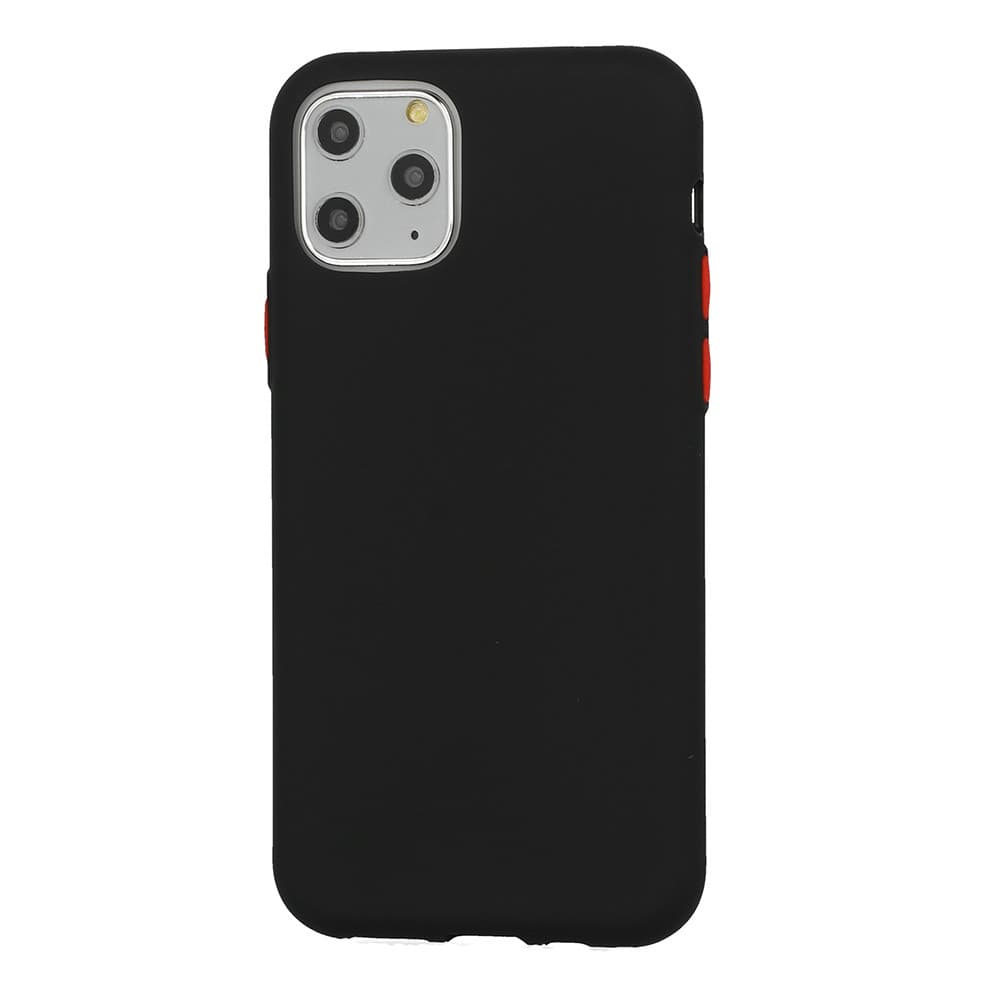 Husa de protectie Button TPU pentru Samsung Galaxy A41, silicon moale, negru cu butoane rosii 1