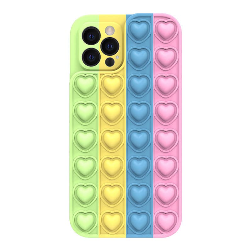 Husa antistres Pop It! pentru Apple iPhone 12 Pro, design inimioare, model 4 1