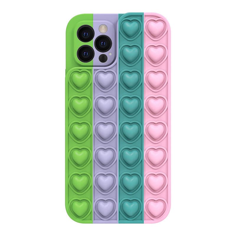 Husa antistres Pop It! pentru Apple iPhone 12 Pro, design inimioare, model 5 1