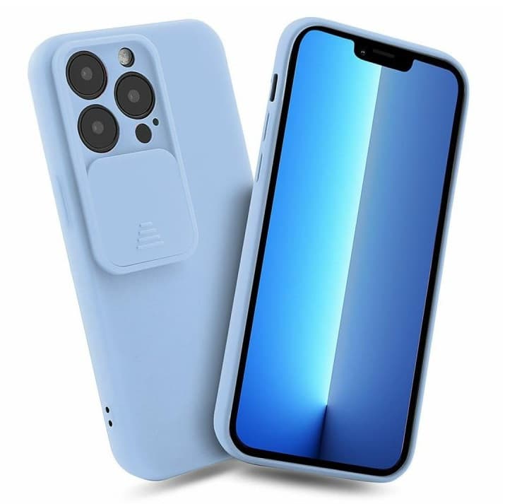 Husa Apple iPhone 13 Pro, Vertical Slide TPU, silicon moale, flexibil, albastru deschis 1
