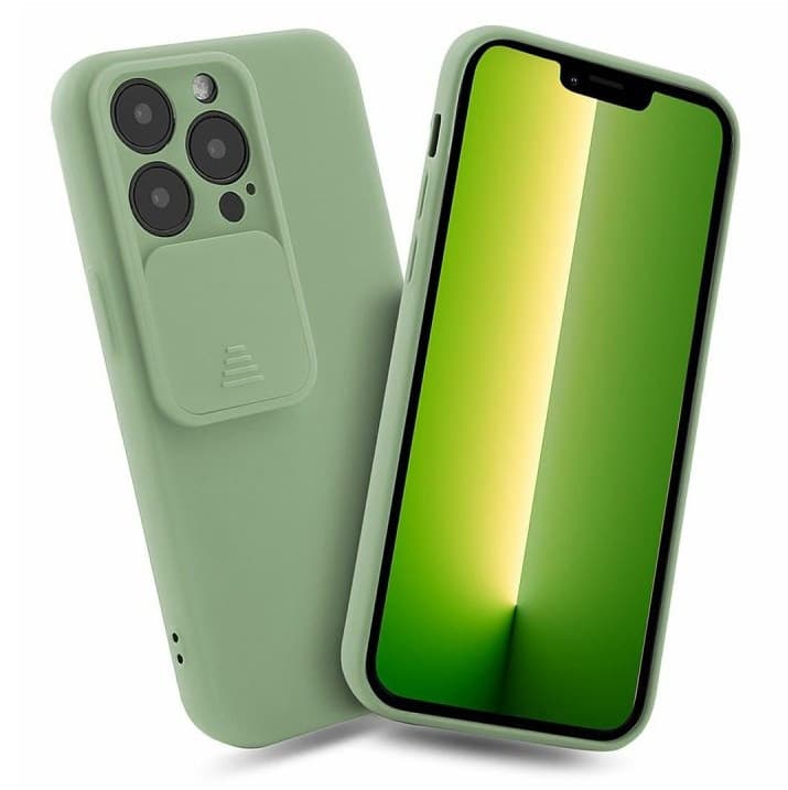 Husa Apple iPhone 13 Pro, Vertical Slide TPU, silicon moale, flexibil, verde maslina 1