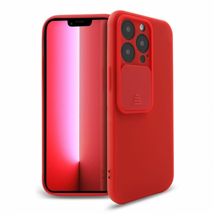 Husa Apple iPhone 13 Pro, Vertical Slide TPU, silicon moale, flexibil, rosie 1