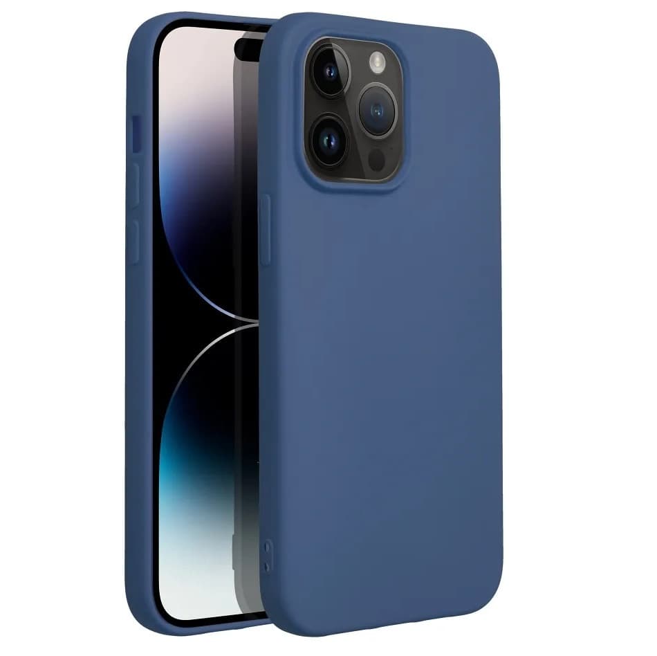 Husa Apple iPhone 14 Pro Max, Luxury Silicone, catifea in interior, albastra 1