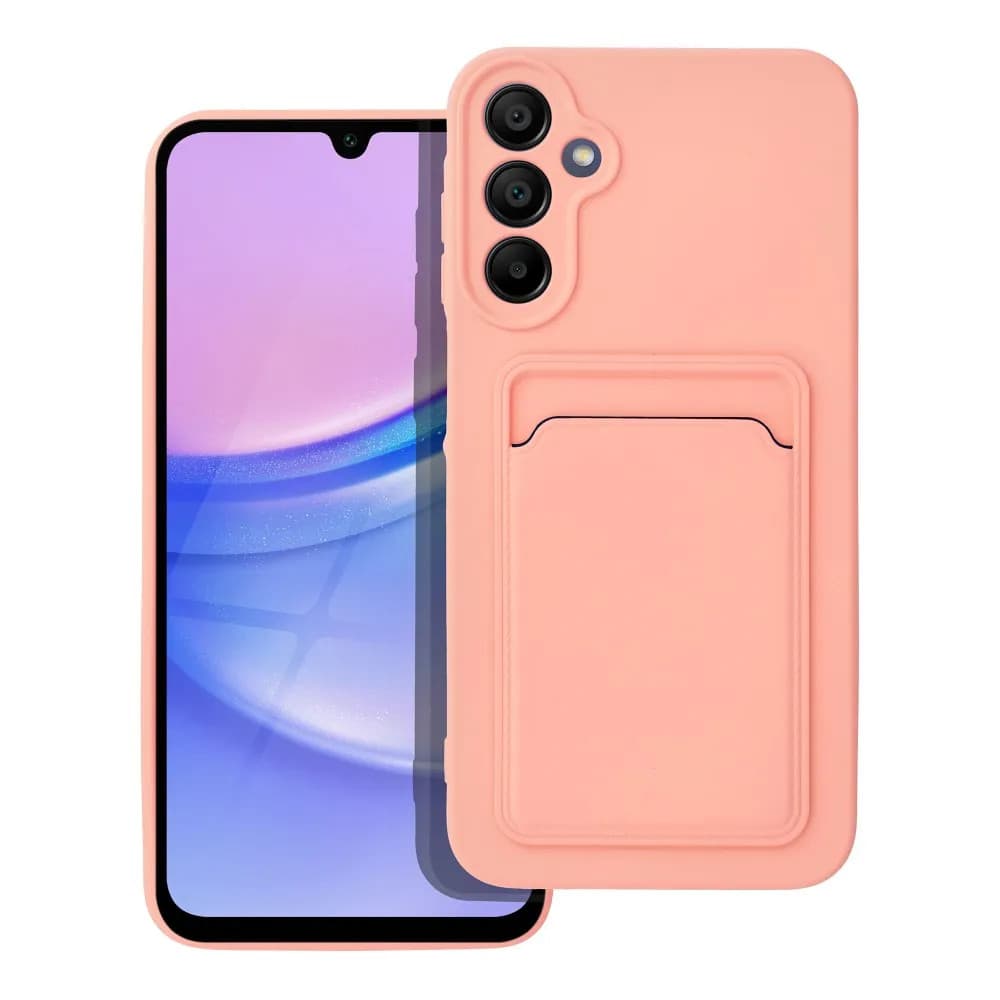 Husa protectie Samsung Galaxy A15, Card Case, buzunar pentru carduri/cartele, roz pal 1