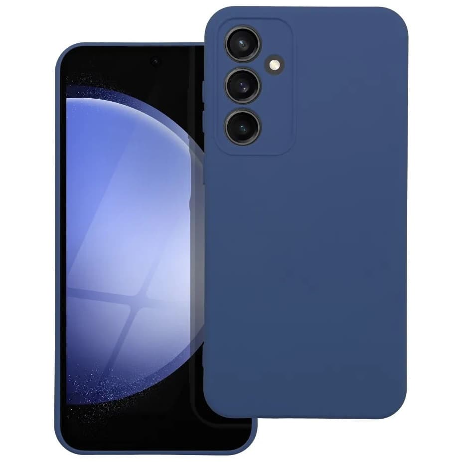 Husa Samsung Galaxy S23 FE, Luxury Silicone, catifea in interior, protectie camere, albastru inchis 1