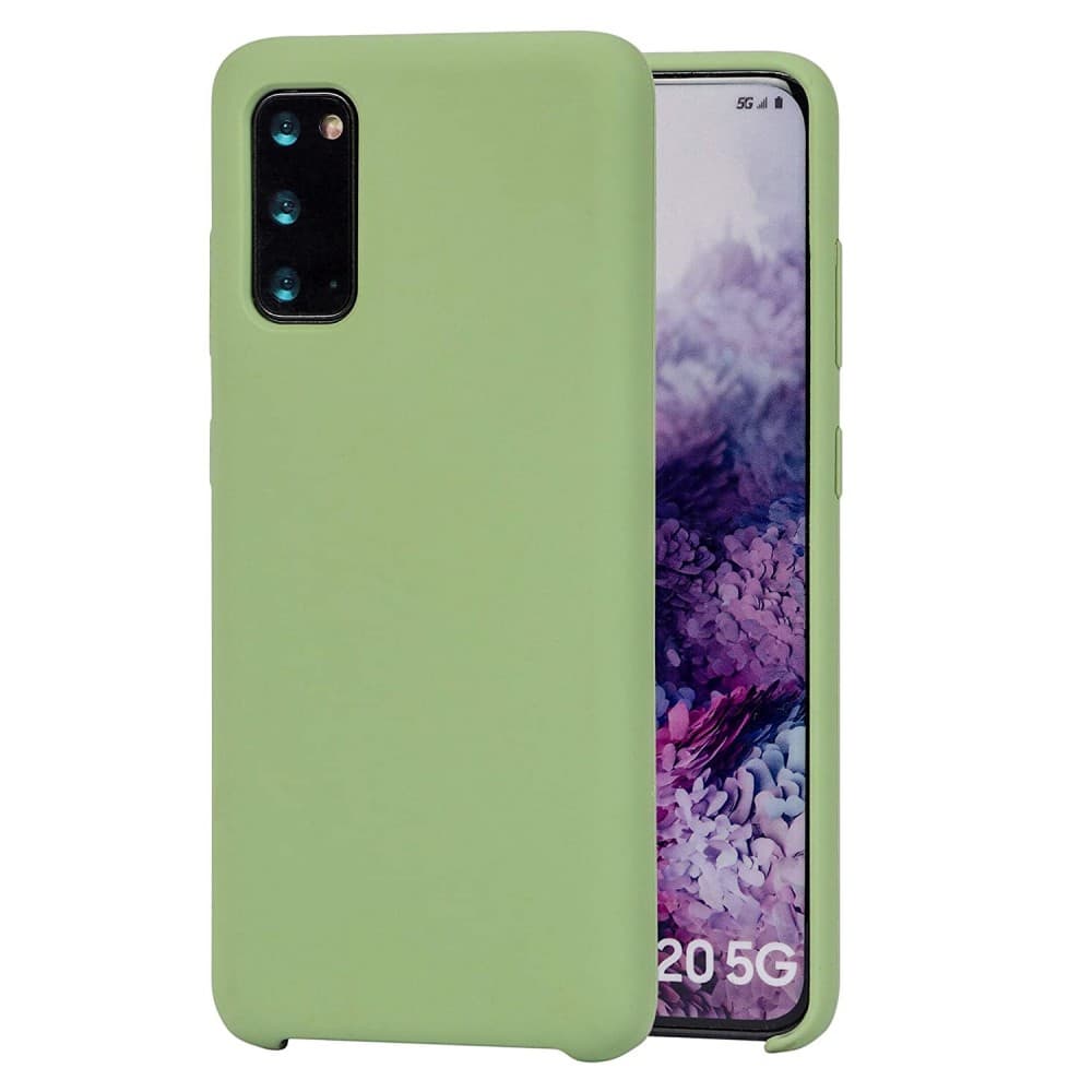 Husa protectie MySafe Silic pentru Apple iPhone 13 Mini, catifea in interior, verde kaki 1