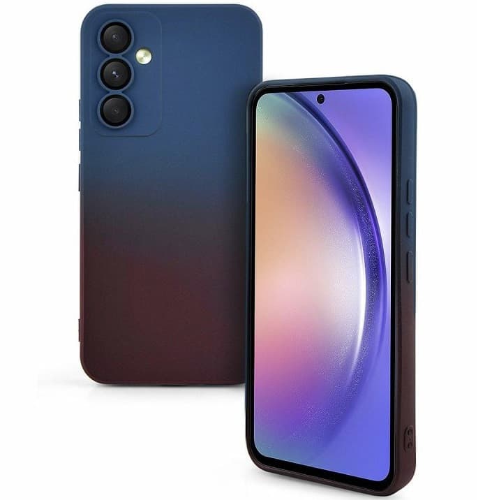 Husa Samsung Galaxy A32 5G, Luxury Ombre Silicone, catifea in interior, protectie camere, albastru/visiniu 1