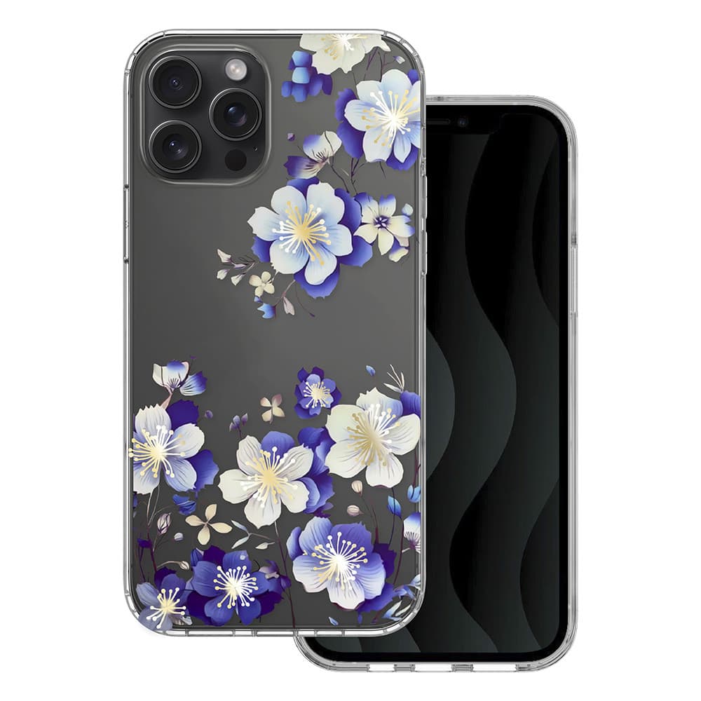 Husa Apple iPhone 12 / iPhone 12 Pro, IMD Print Case, TPU flexibil, transparent, Floral 1