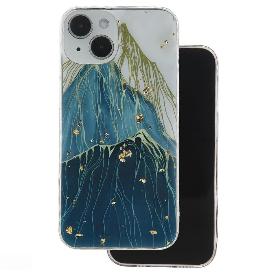 Husa Apple iPhone 15 Pro, Gold Glam, Mountain 1