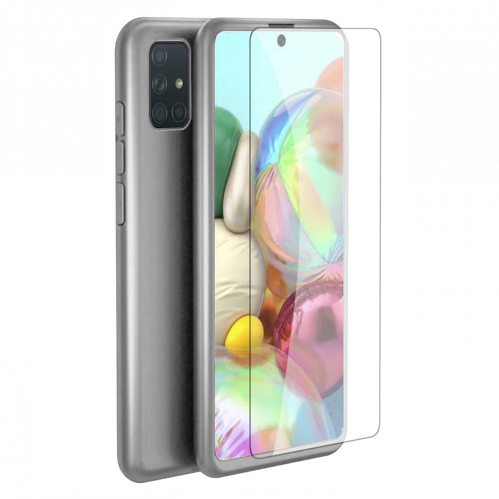 Husă Full Cover 360° pentru Samsung Galaxy A41 (față + spate + sticlă), argintie 1