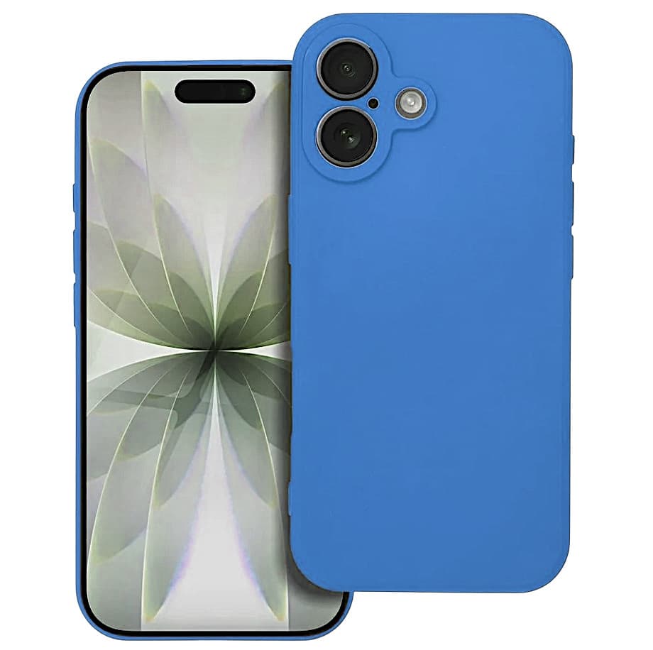 Husa Apple iPhone 17, Luxury Silicone, protectie camera, catifea in interior, albastru deschis 1