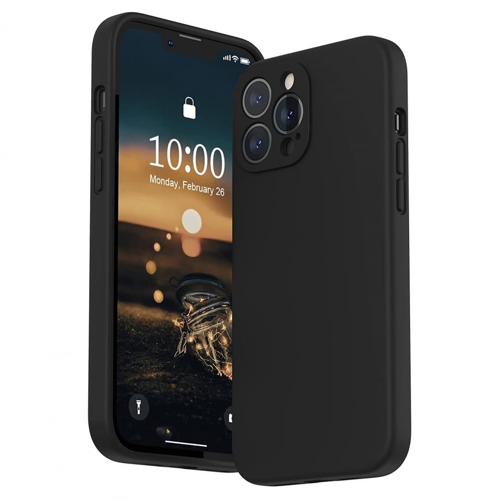 Husa Apple iPhone 13 Pro, Luxury Silicone, catifea in interior, protectie camere, negru 1