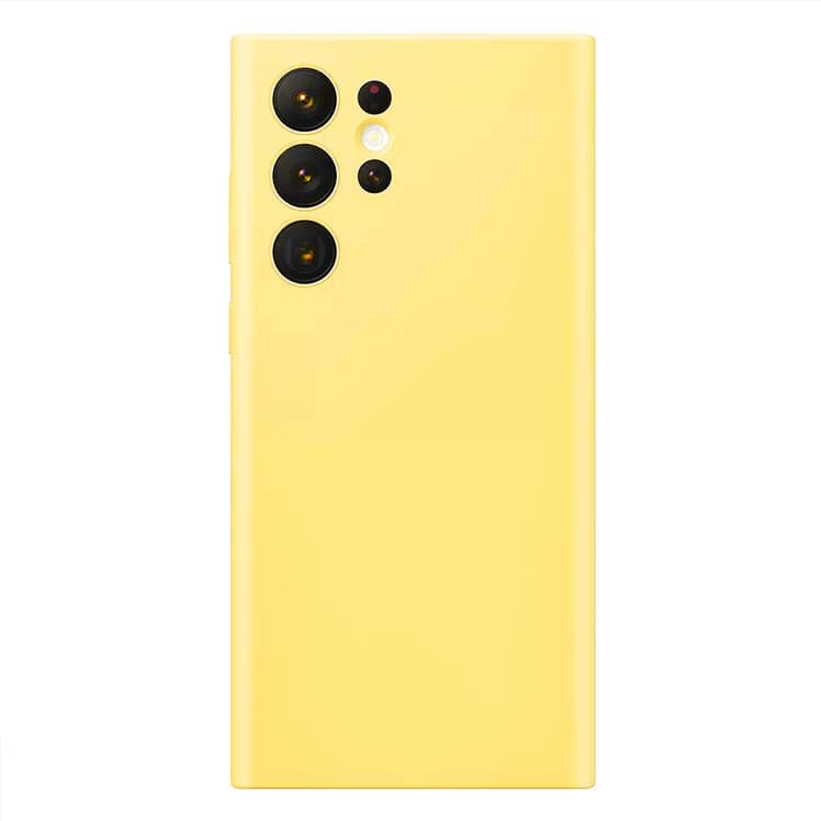 Husa Samsung Galaxy S24 Ultra, Luxury Silicone, catifea in interior, protectie camere, galbena 1