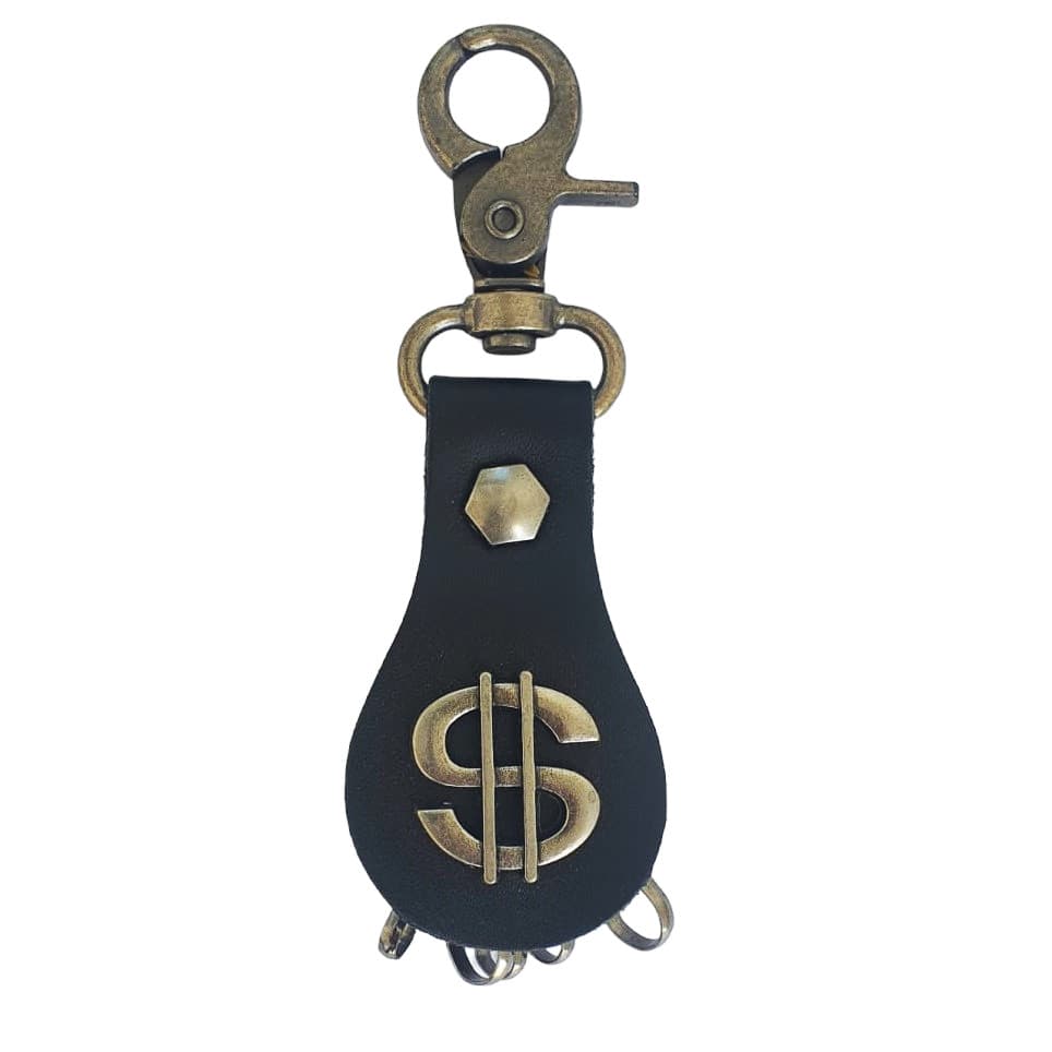 Breloc chei din metal si piele, logo USD, negru 1
