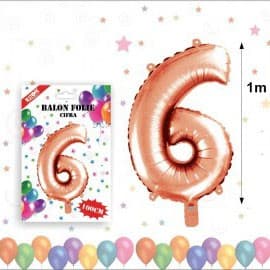 Balon din folie metalizata, 100 cm, rose gold, cifra 6 1