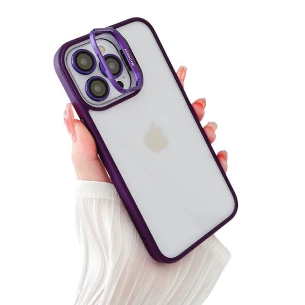 Husa Apple iPhone 13 Pro, Bracket Luxury, geamuri protectie camere, functie stand, mov 1