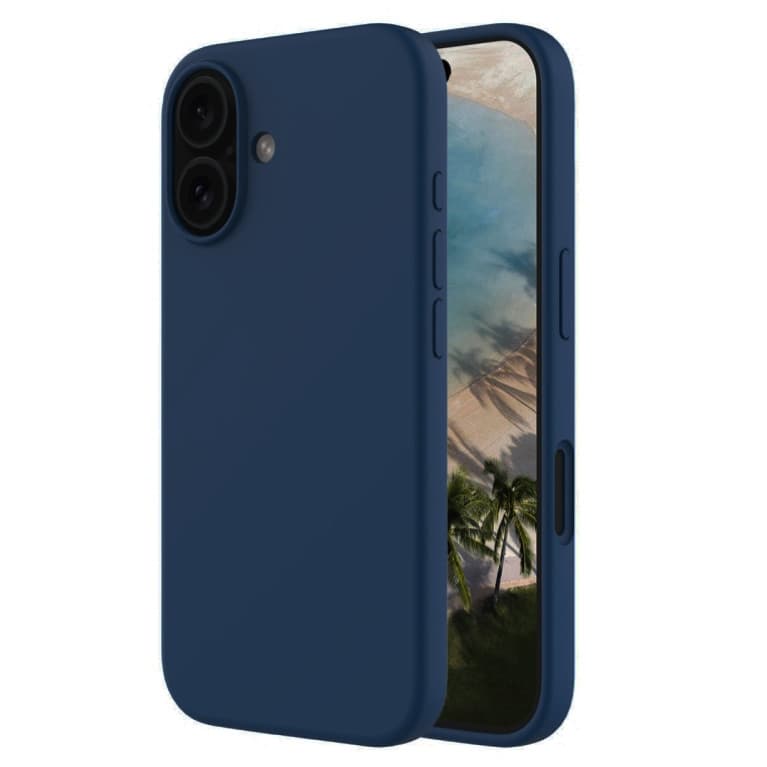 Husa Apple iPhone 16 Plus, Luxury Silicone, catifea in interior, albastru inchis 1