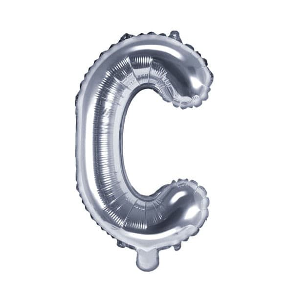 Balon din folie metalizata, 35 cm, argintiu, litera C 1