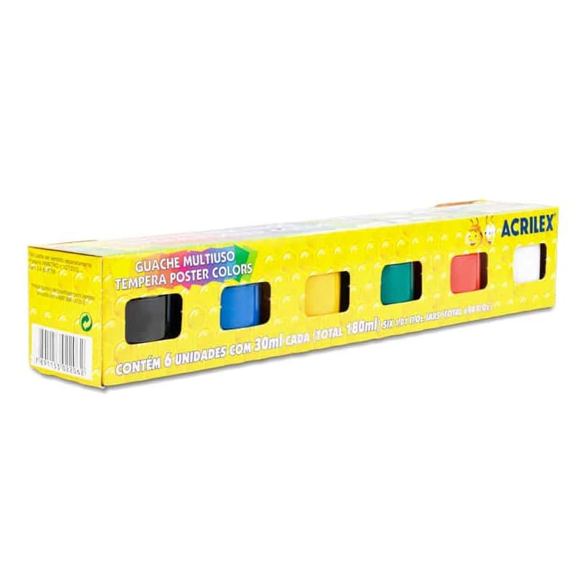 Acuarele Guase Acrilex, 6 culori x 30 ml 1
