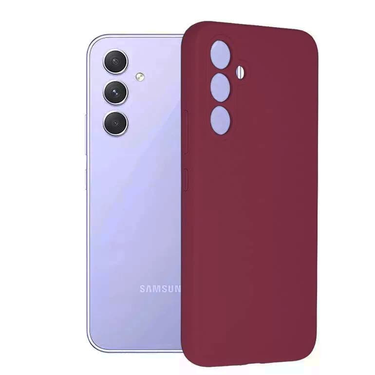Husa Samsung Galaxy S23+ (S23 Plus), Luxury Silicone, protectie camera, catifea in interior, burgundy 1
