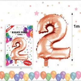 Balon din folie metalizata, 100 cm, rose gold, cifra 2 1