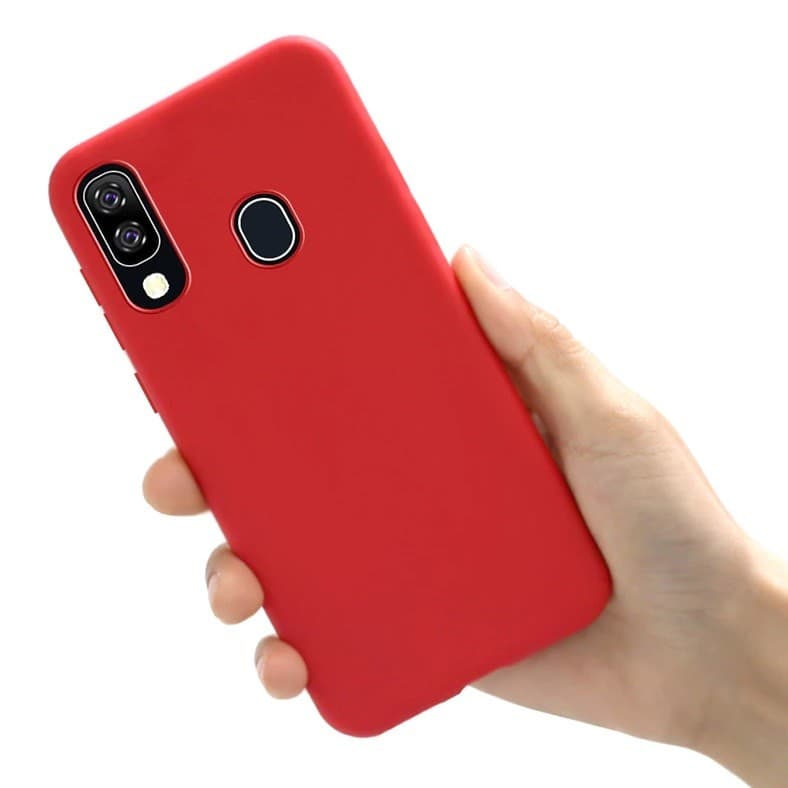 Husa Liquid Silicone Case pentru Samsung Galaxy A41, interior microfibra, rosie 1