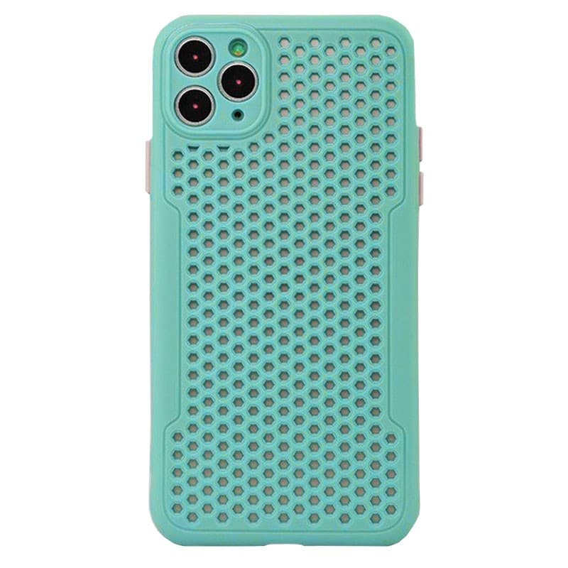 Husa Breath Case pentru Apple iPhone 11 Pro Max, silicon moale cu perforatii, turcoaz 1