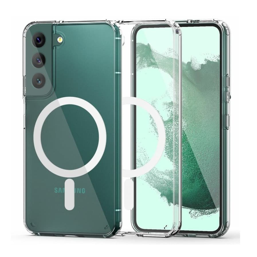 Husa protectie Samsung Galaxy S22, compatibila MagSafe, hybrid PC + TPU, transparenta 1