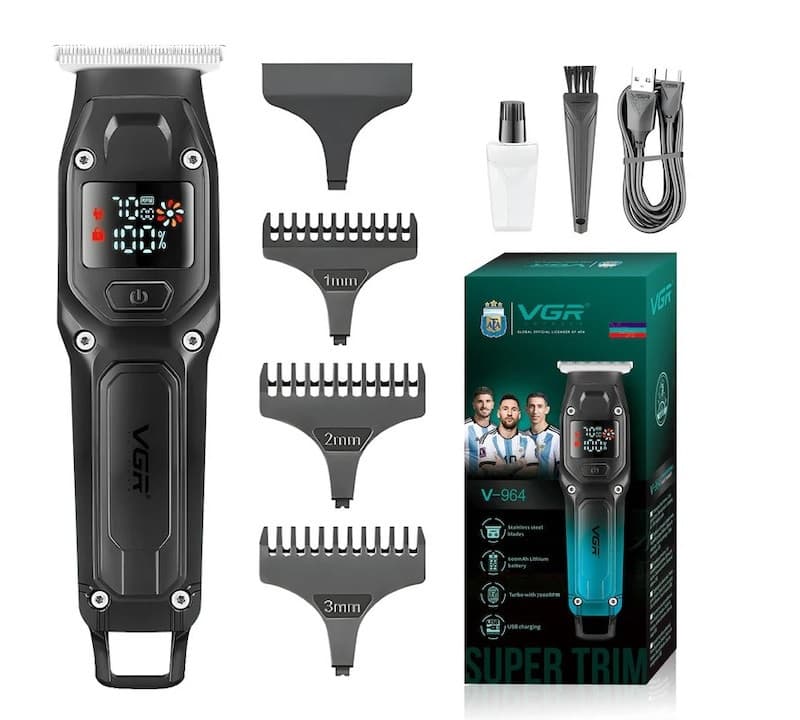 Aparat de tuns VGR V964, acumulator incorporat, afisaj LED, negru/verde 1