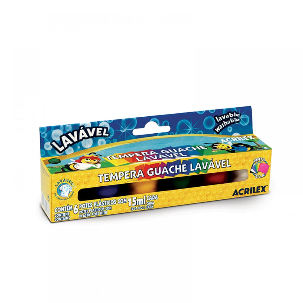 Acuarele Guase lavabile Acrilex, 6 culori x 15 ml 1