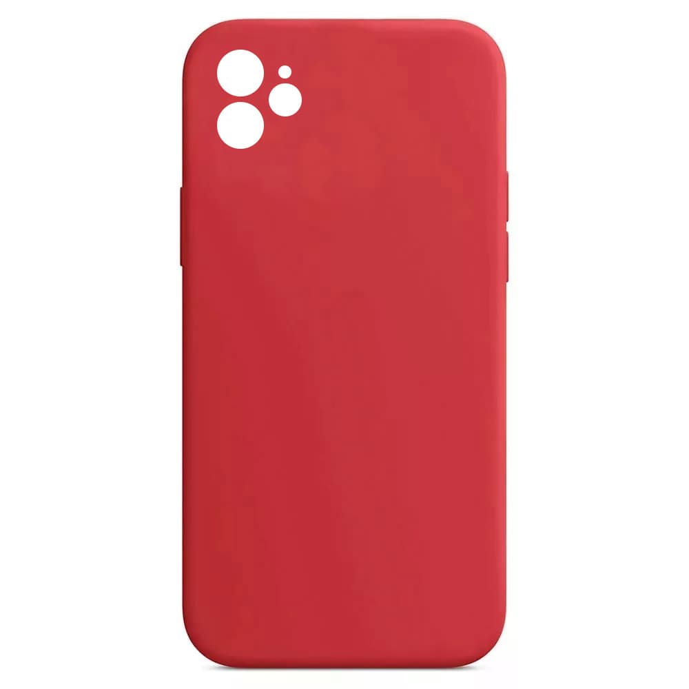 Husa Apple iPhone 12 Luxury Silicone, catifea in interior, protectie camere, rosu 1