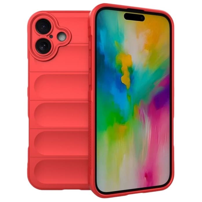 Husa Apple iPhone 16 Plus, Wave Silicone, protectie camera, catifea in interior, pure red 1
